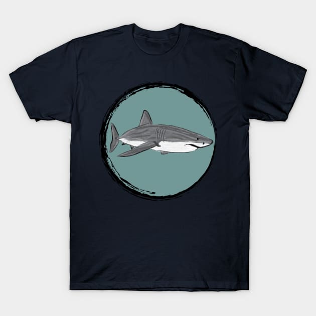 Artwork of a Great White Shark II T-Shirt by JDHegemann